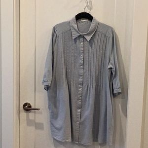 Pale Blue Linen Blend 3/4 sleeve Tunic Top